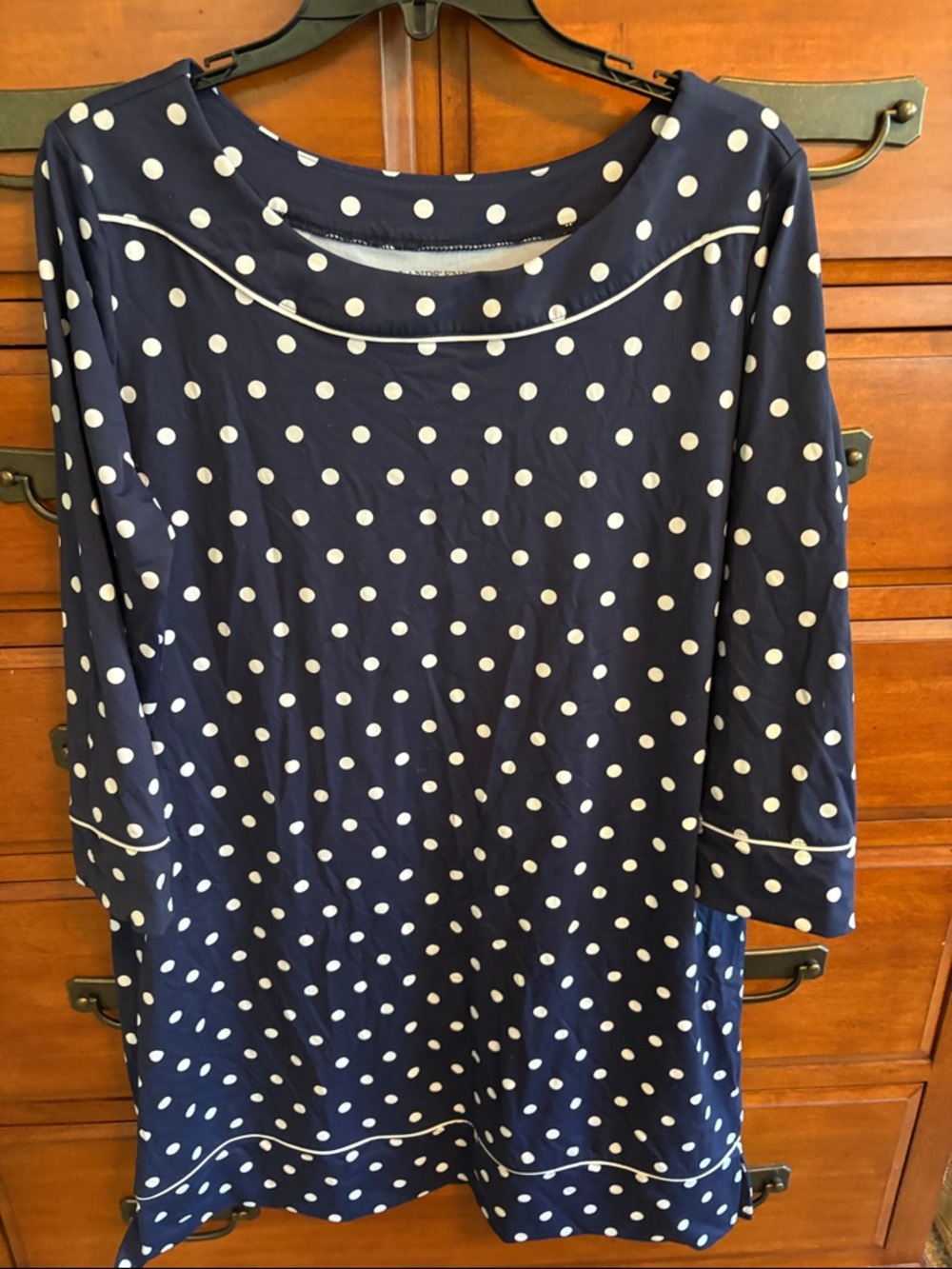 Lands' End Navy Polka Dot Swim Cover-up Dress.
